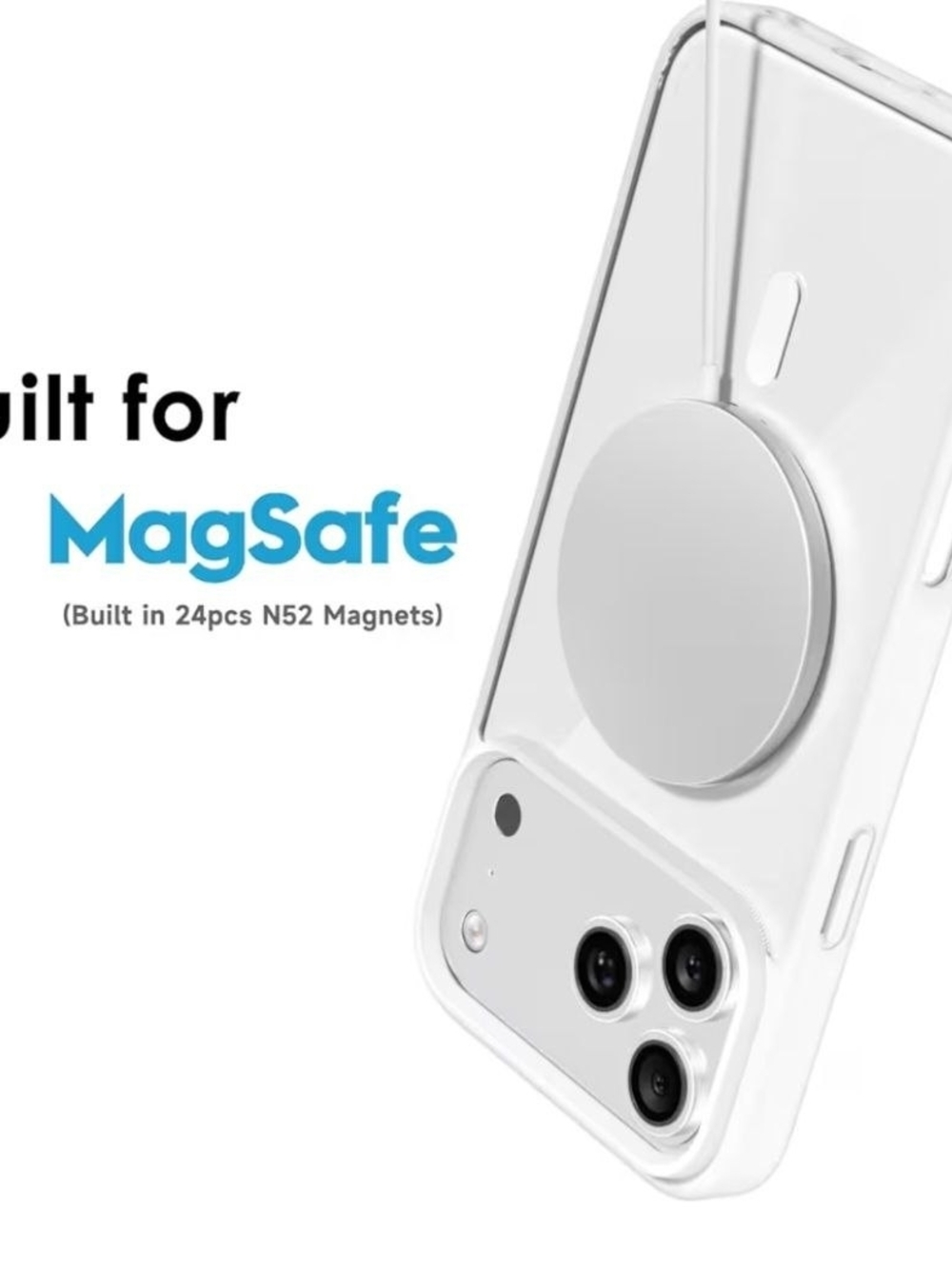 Clear Tough Acrylic iPhone Case with White Bumper 17 Pro Max - Picture 2 of 4